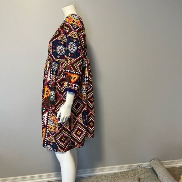 Hand Crafted Quilted Patchwork Printed Dress Bold Bright color One size - Picture 3 of 14